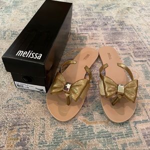 Melissa Harmonic XIII bright gold sparkly sandals in size 9 New in Box